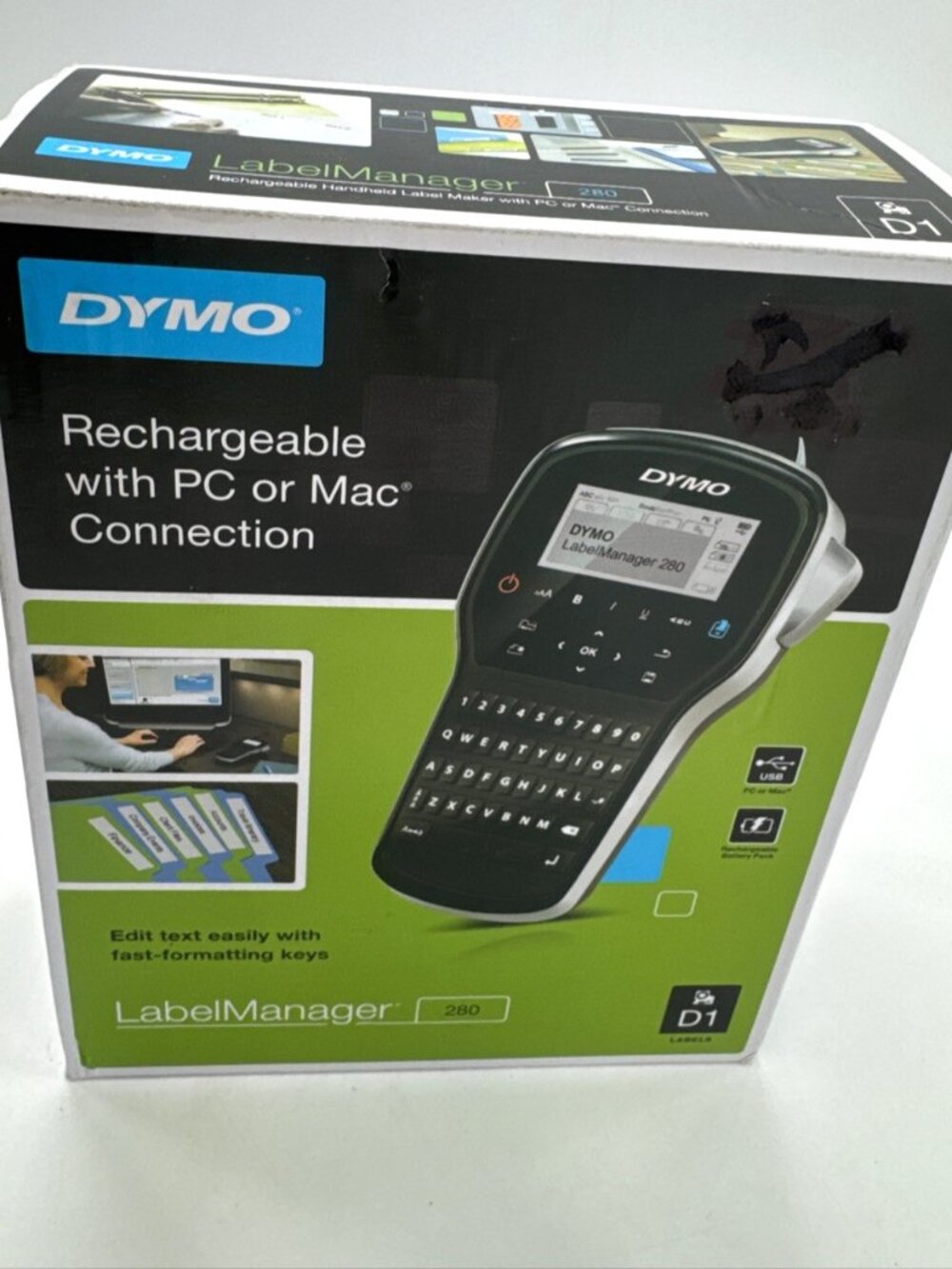 Dymo LabelManager 280 HandHeld Rechargable Label Maker PC Mac Connect NEW SEALED